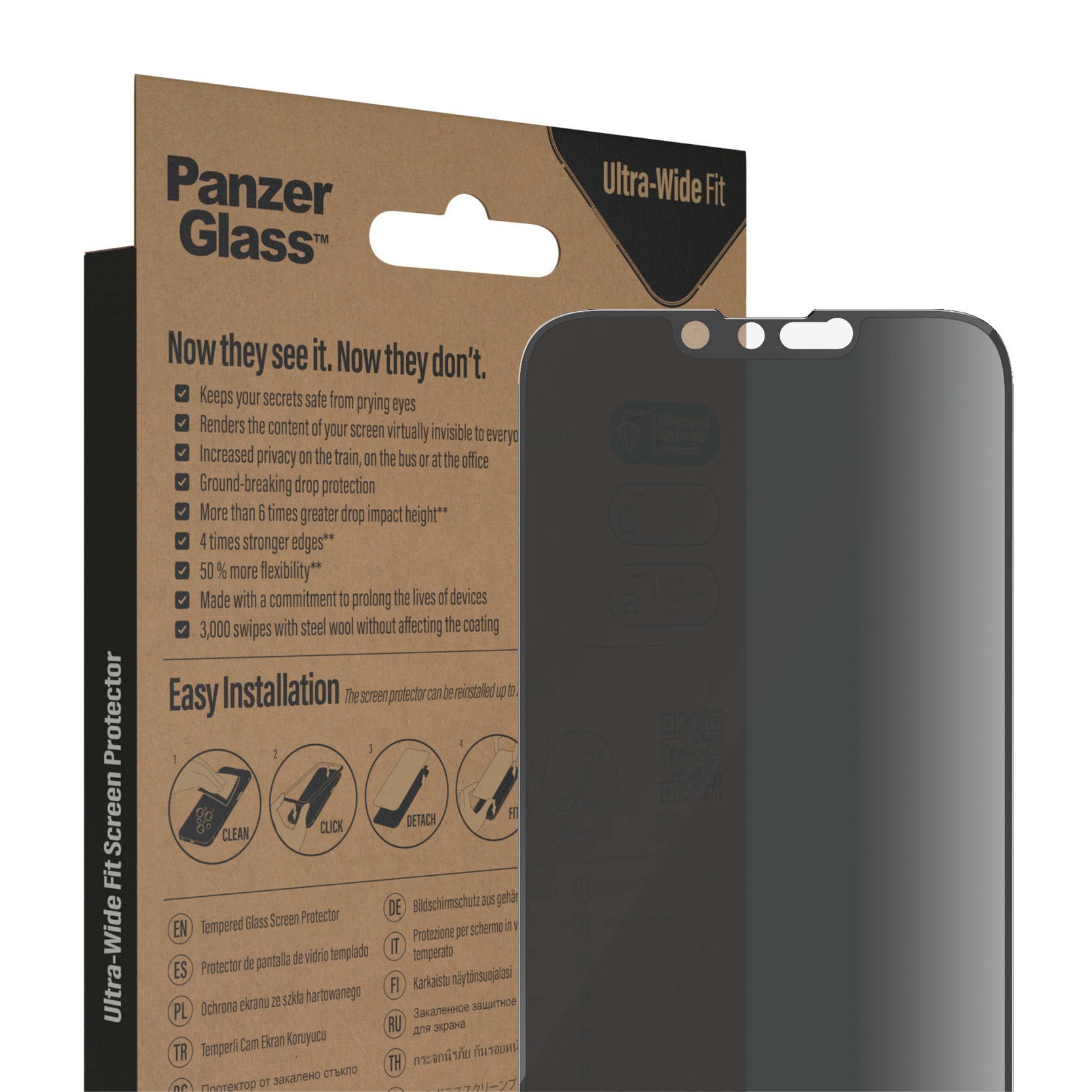 iPhone 13 Privacy Screen Protector (with EasyAligner) Ultra Wide Fit