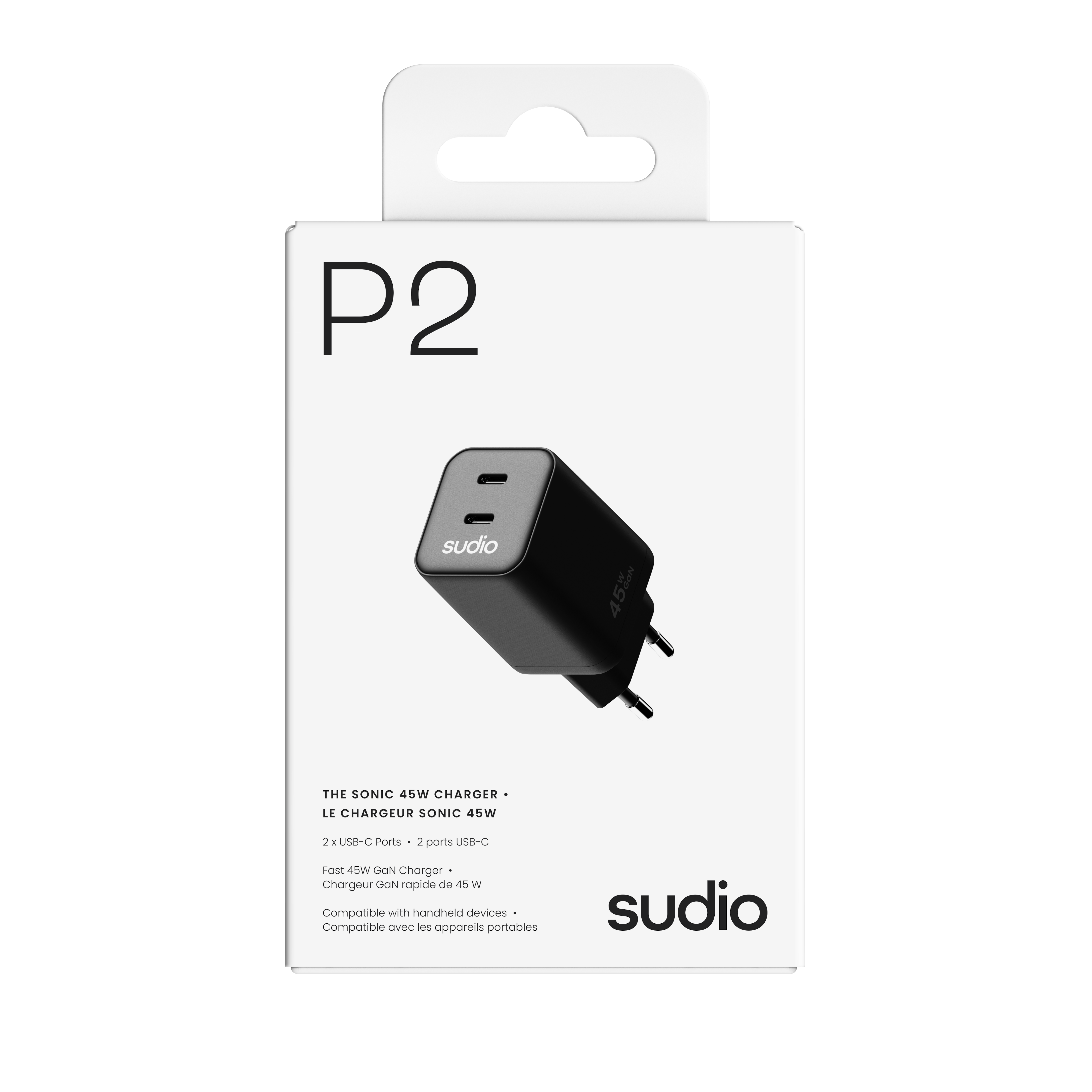 P2 Väggladdare 45W 2 x USB-C Svart
