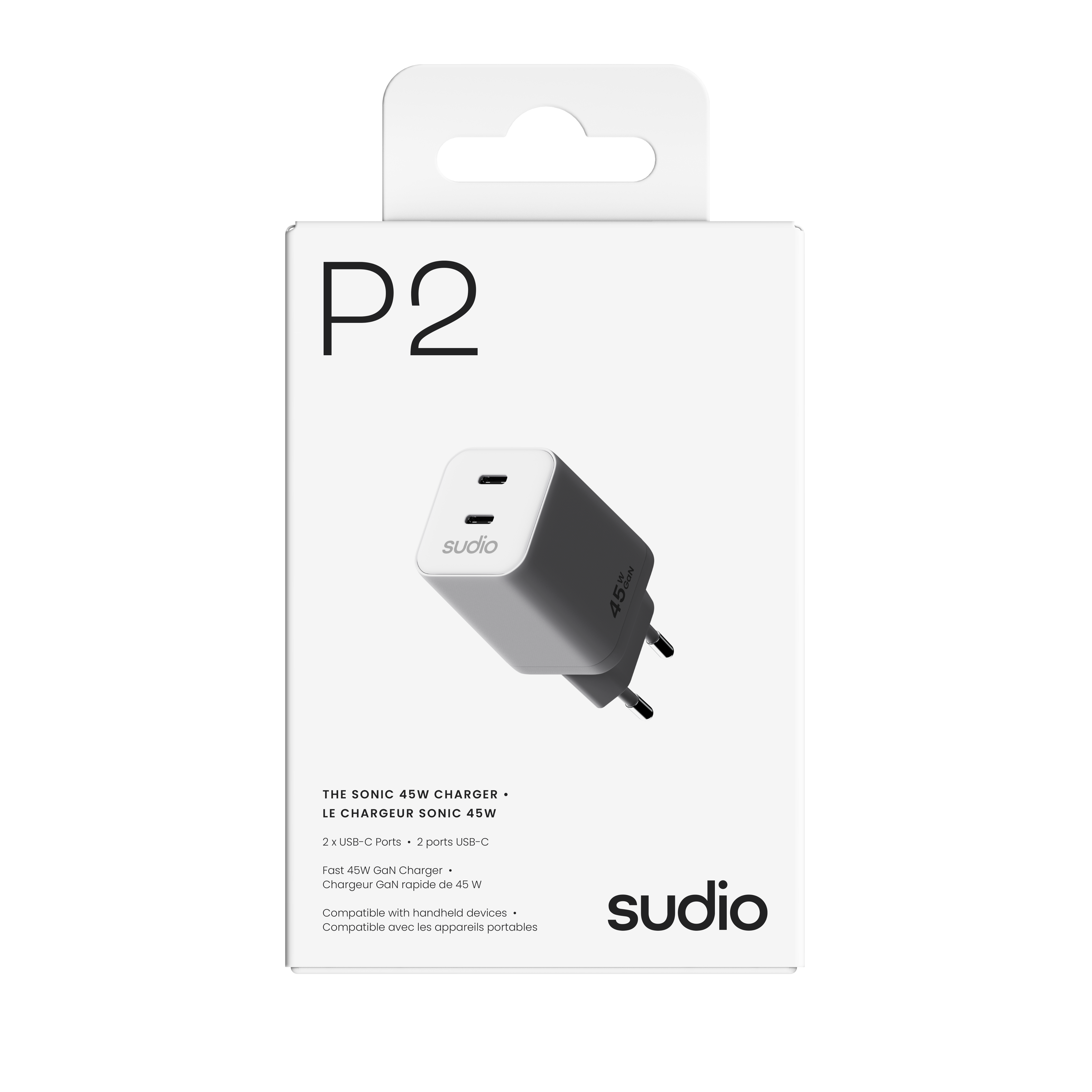 P2 Väggladdare 45W 2 x USB-C Vit