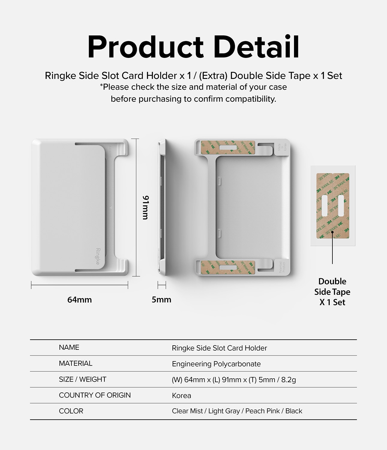 Side Slot Card Holder Light Gray