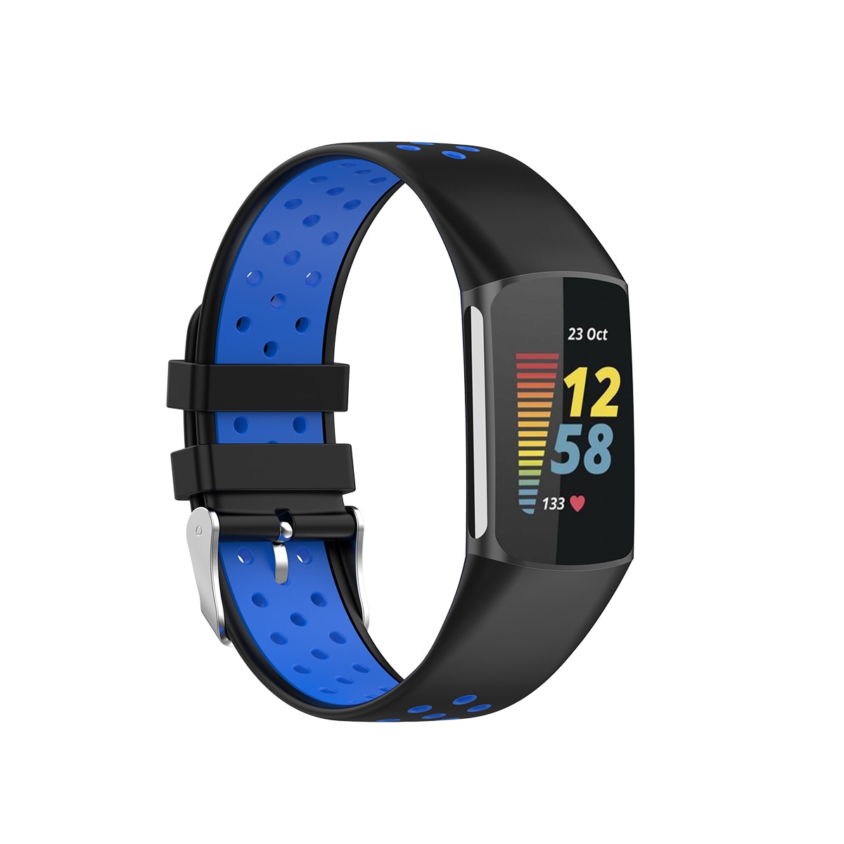 Silikonarmband Sport Fitbit Charge 5 svart/blå