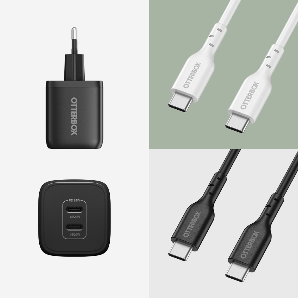 Väggladdare USB-C Dual Port 65W Black