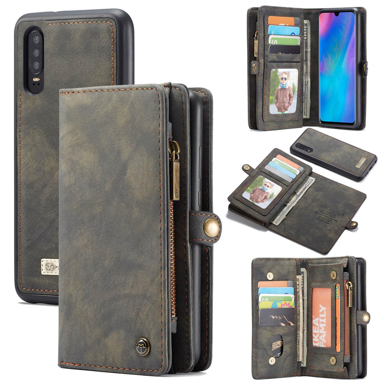 Multi-slot Plånboksfodral Huawei P30 Grå