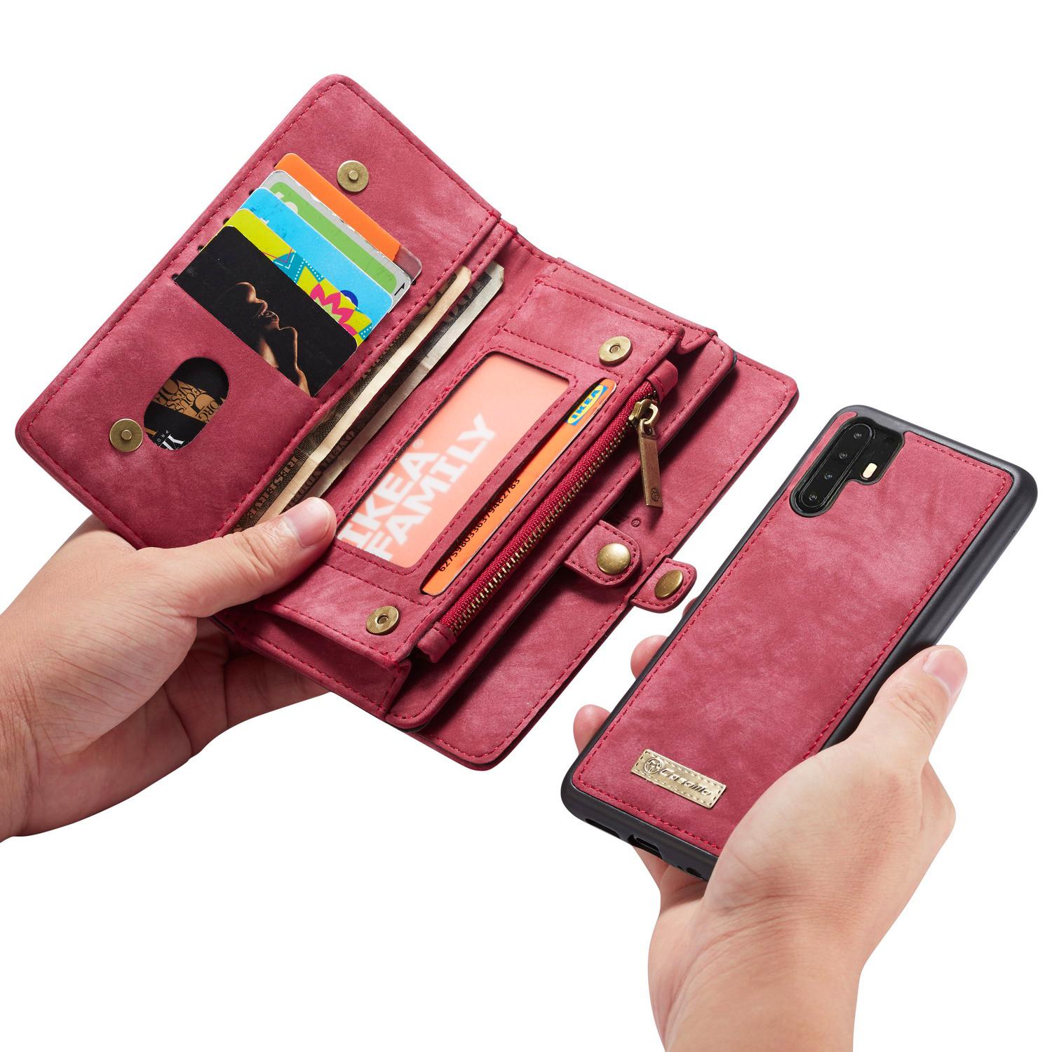 Multi-slot Plånboksfodral Huawei P30 Pro Röd
