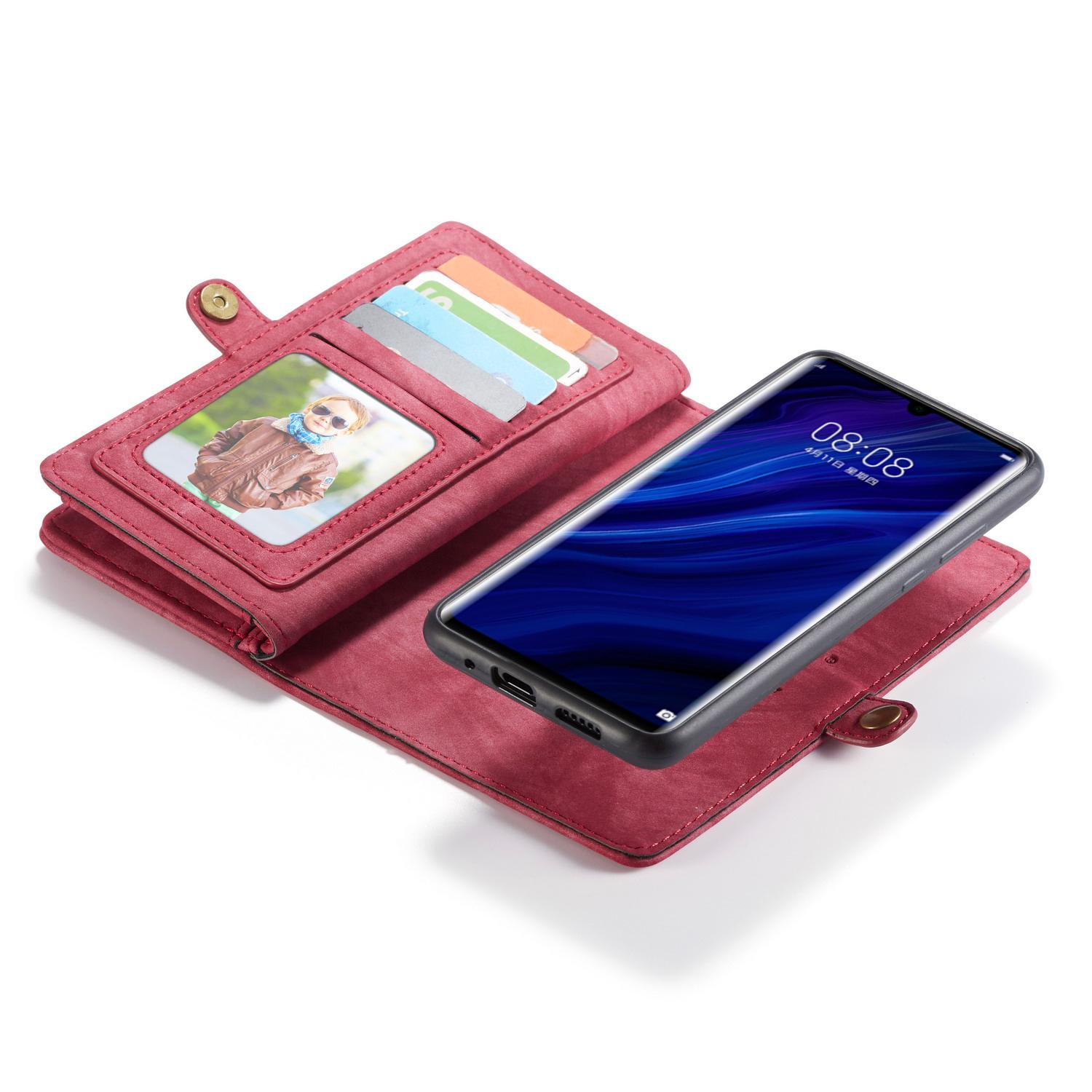 Multi-slot Plånboksfodral Huawei P30 Pro Röd