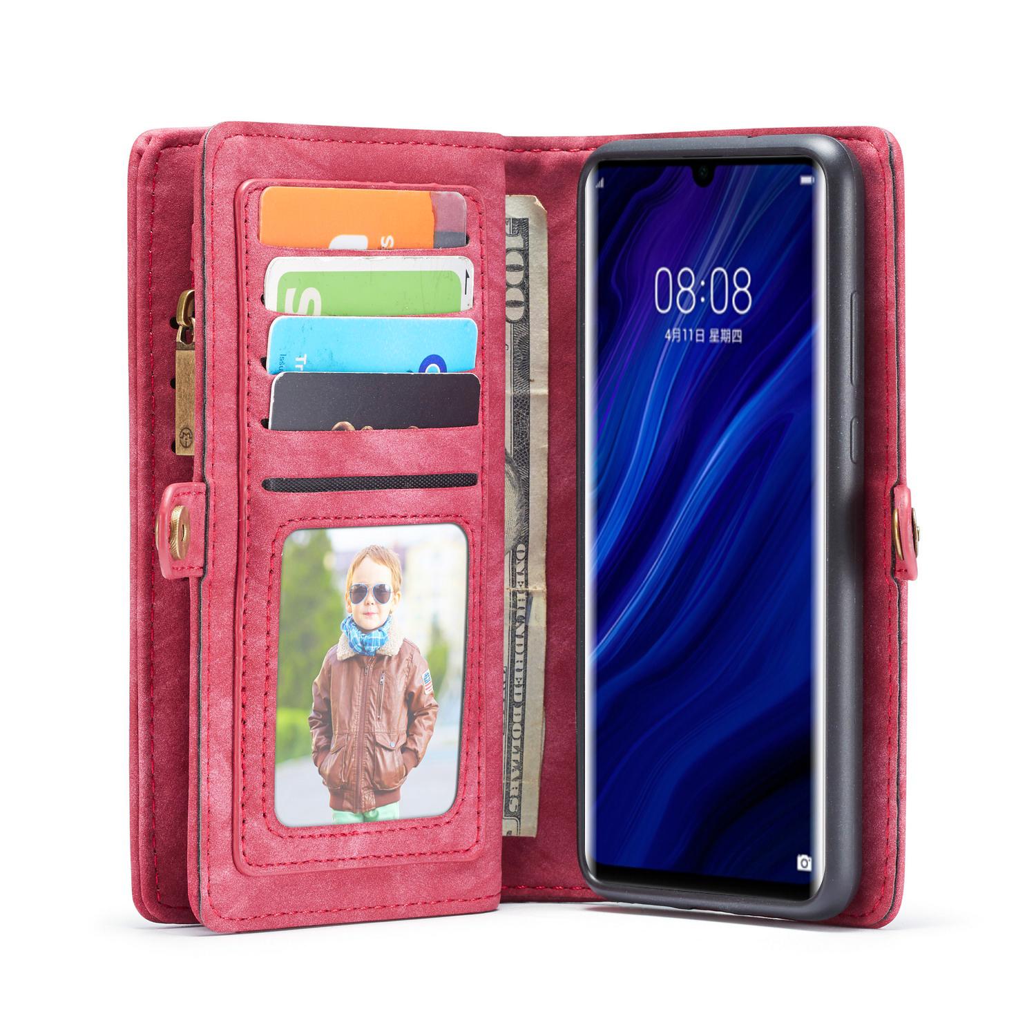 Multi-slot Plånboksfodral Huawei P30 Pro röd