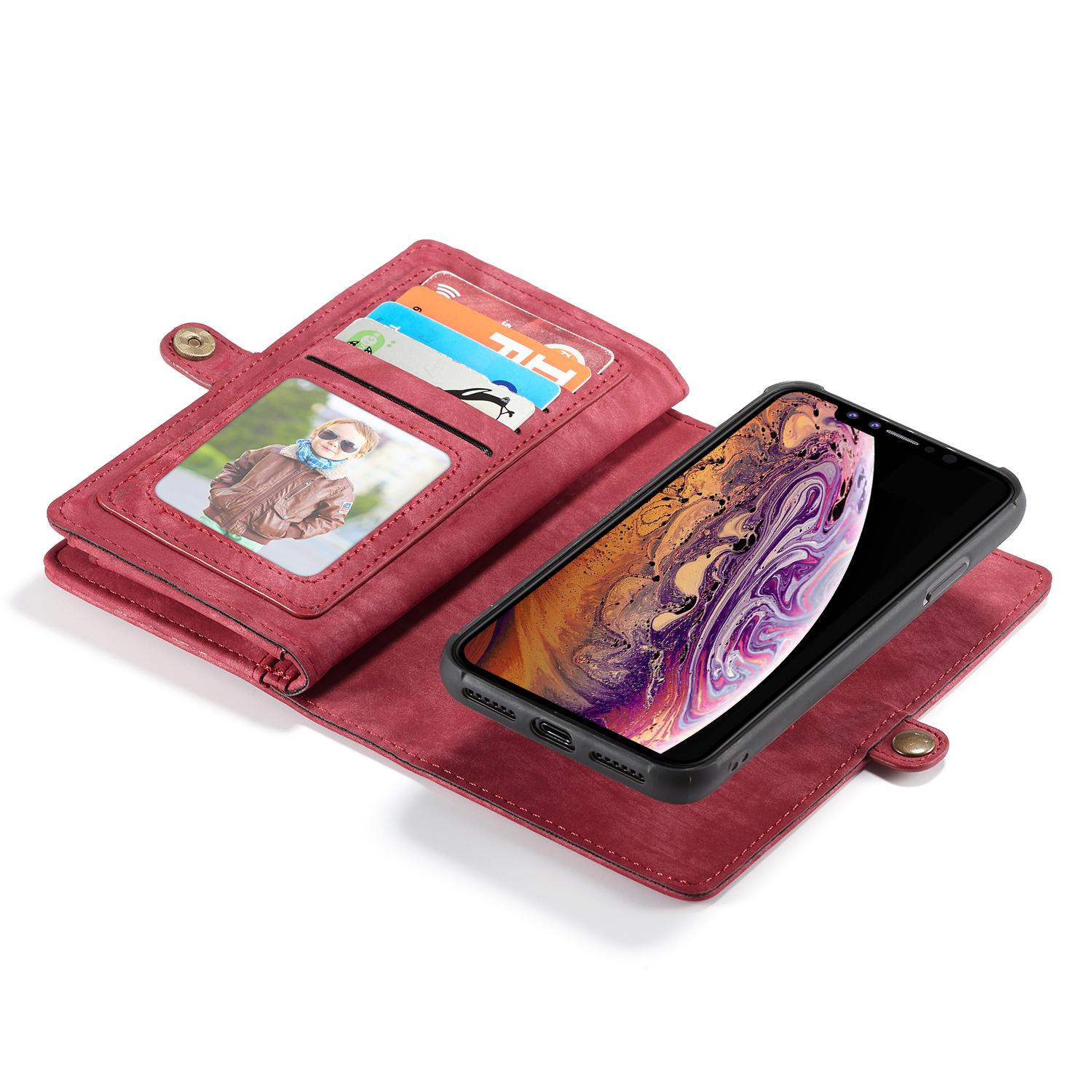 Multi-slot Plånboksfodral iPhone XR röd