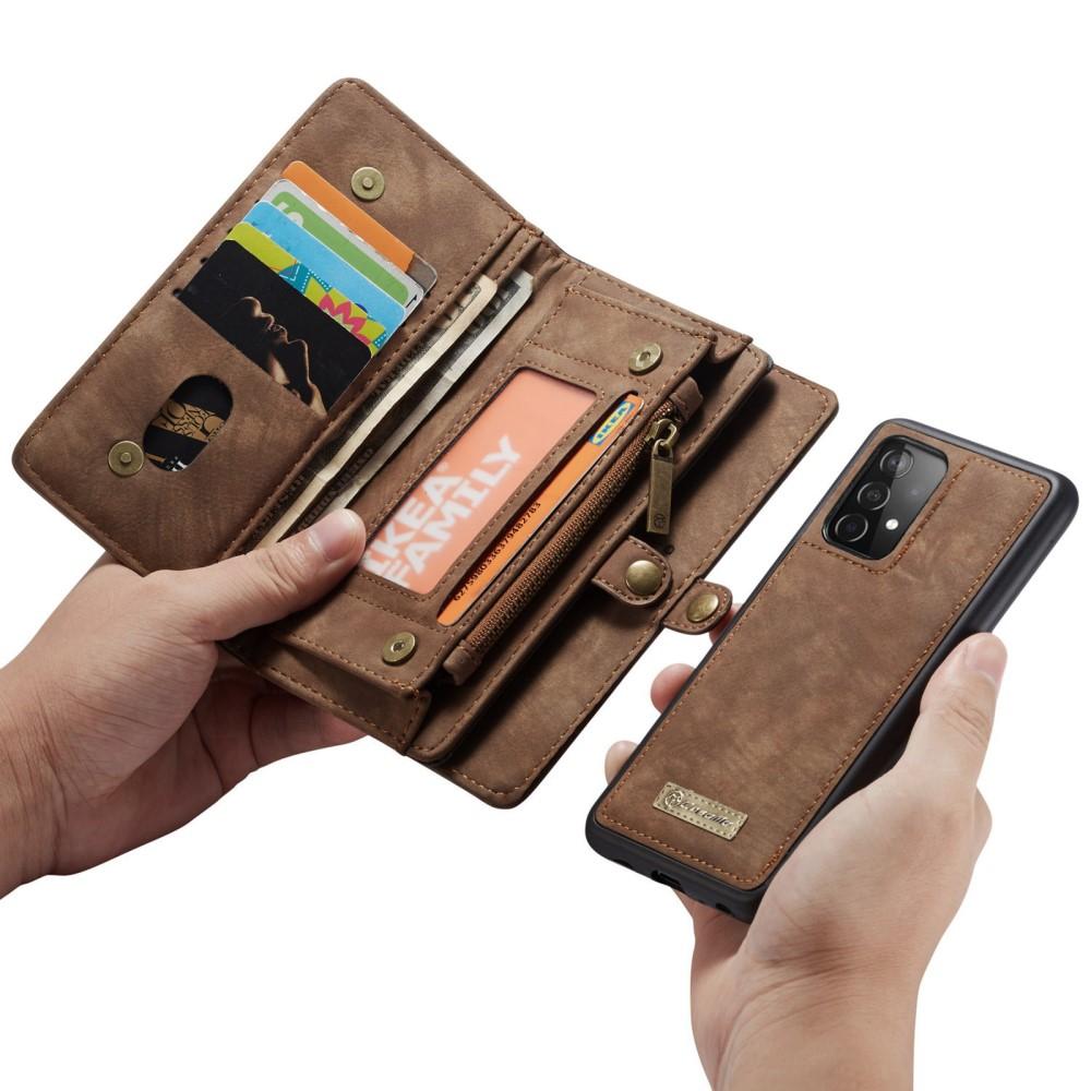 Multi-slot Plånboksfodral Samsung Galaxy A52 5G Brun