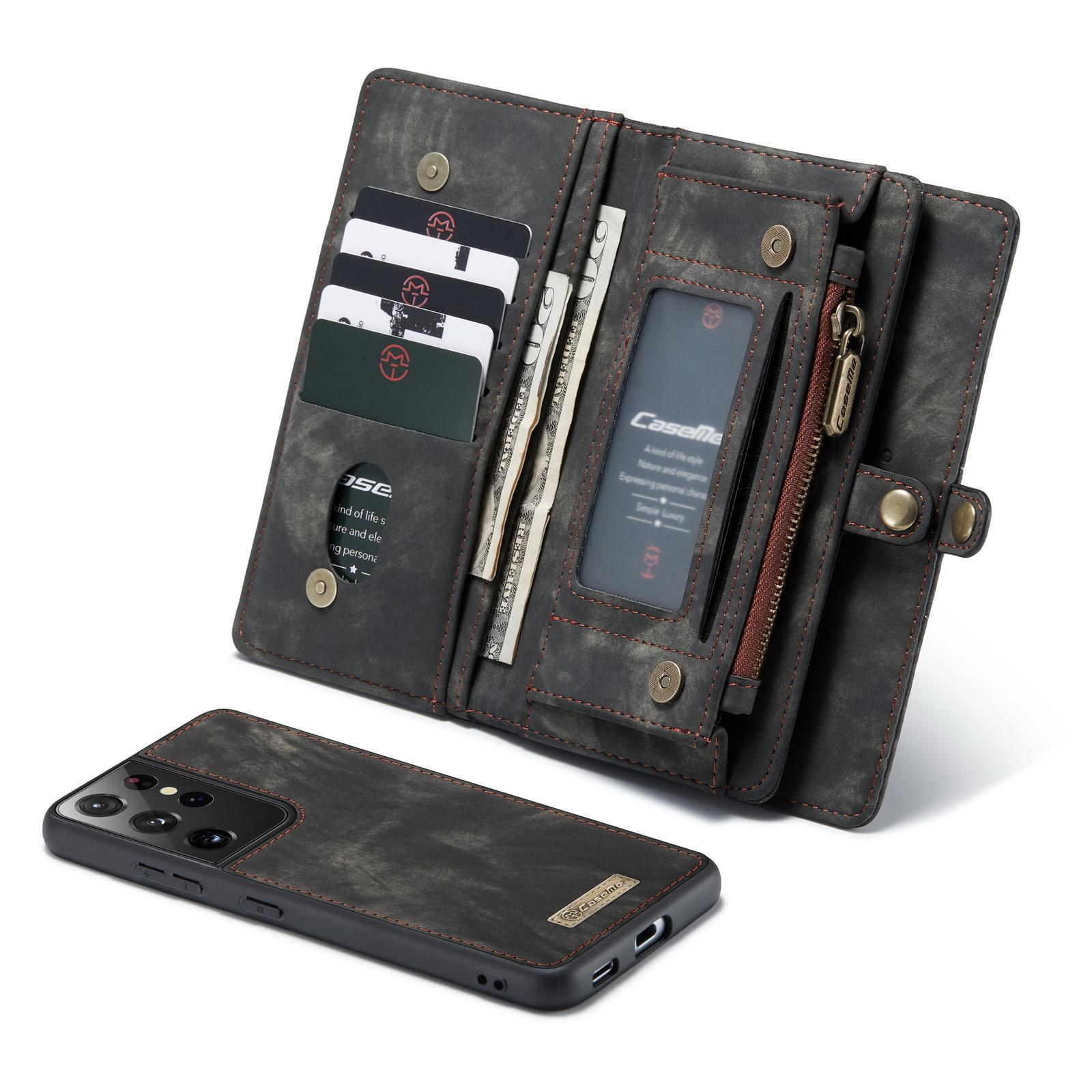 Multi-slot Plånboksfodral Samsung Galaxy S21 Ultra Grå