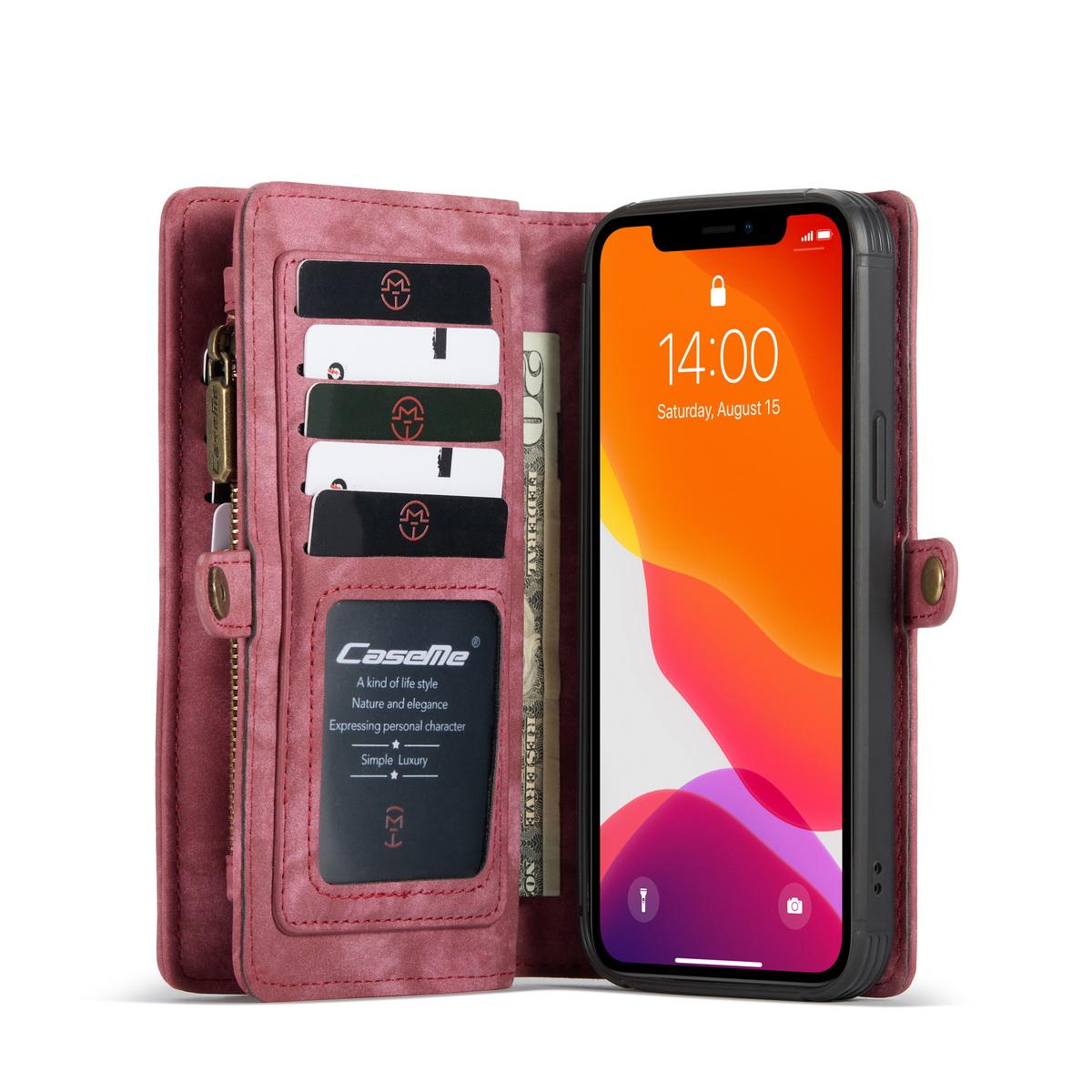 Multi-slot Plånboksfodral iPhone 12 Mini röd