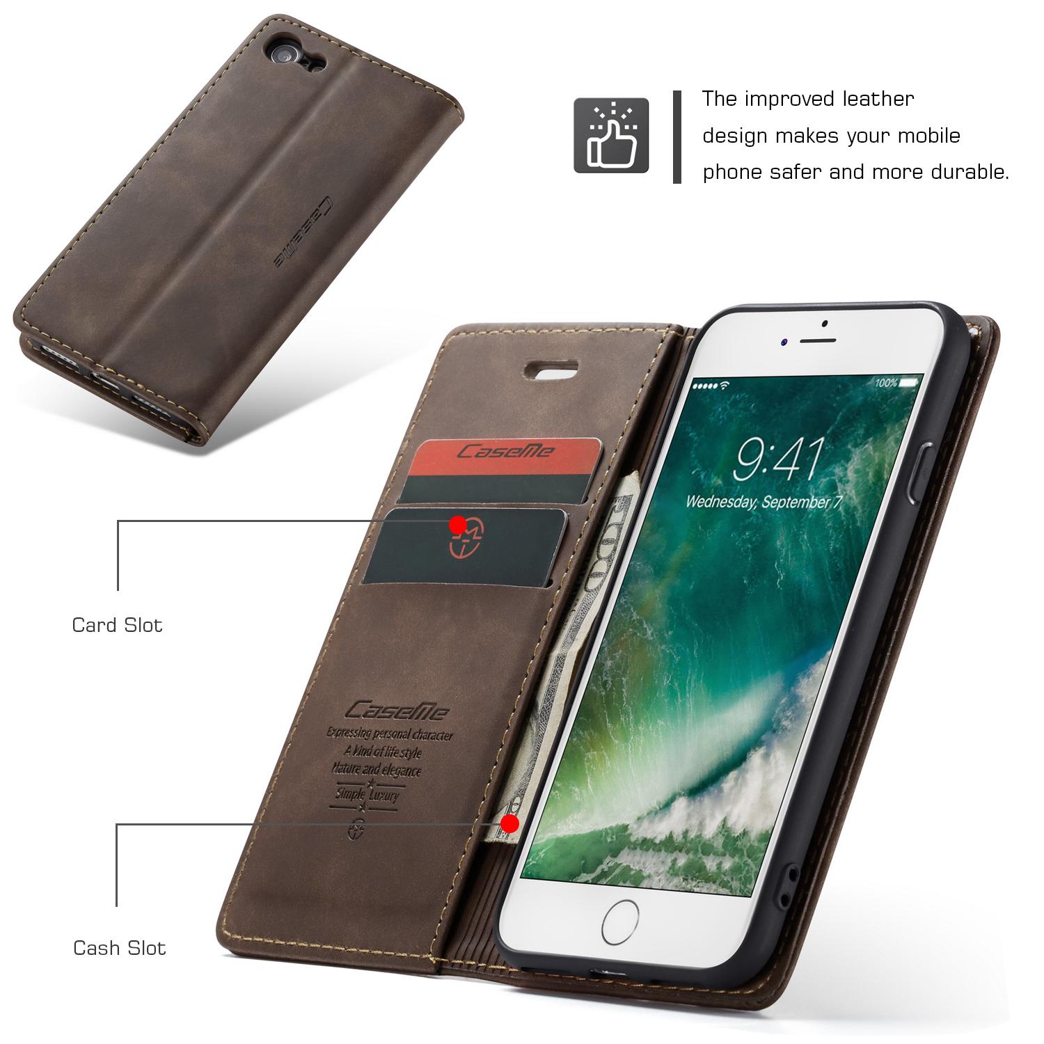 Slim Plånboksfodral iPhone 7/8/SE brun