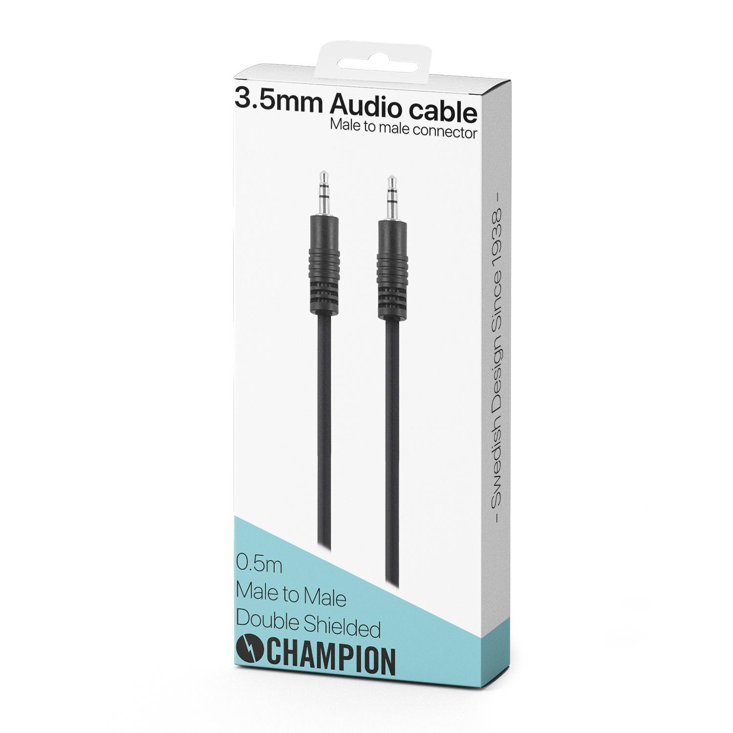 3,5mm Audiokabel 0,5m svart