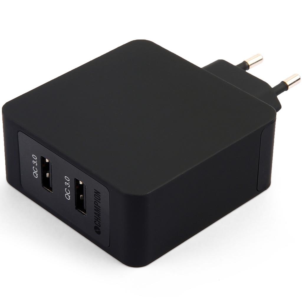 Fast Charge Dual USB QC3 36W Svart