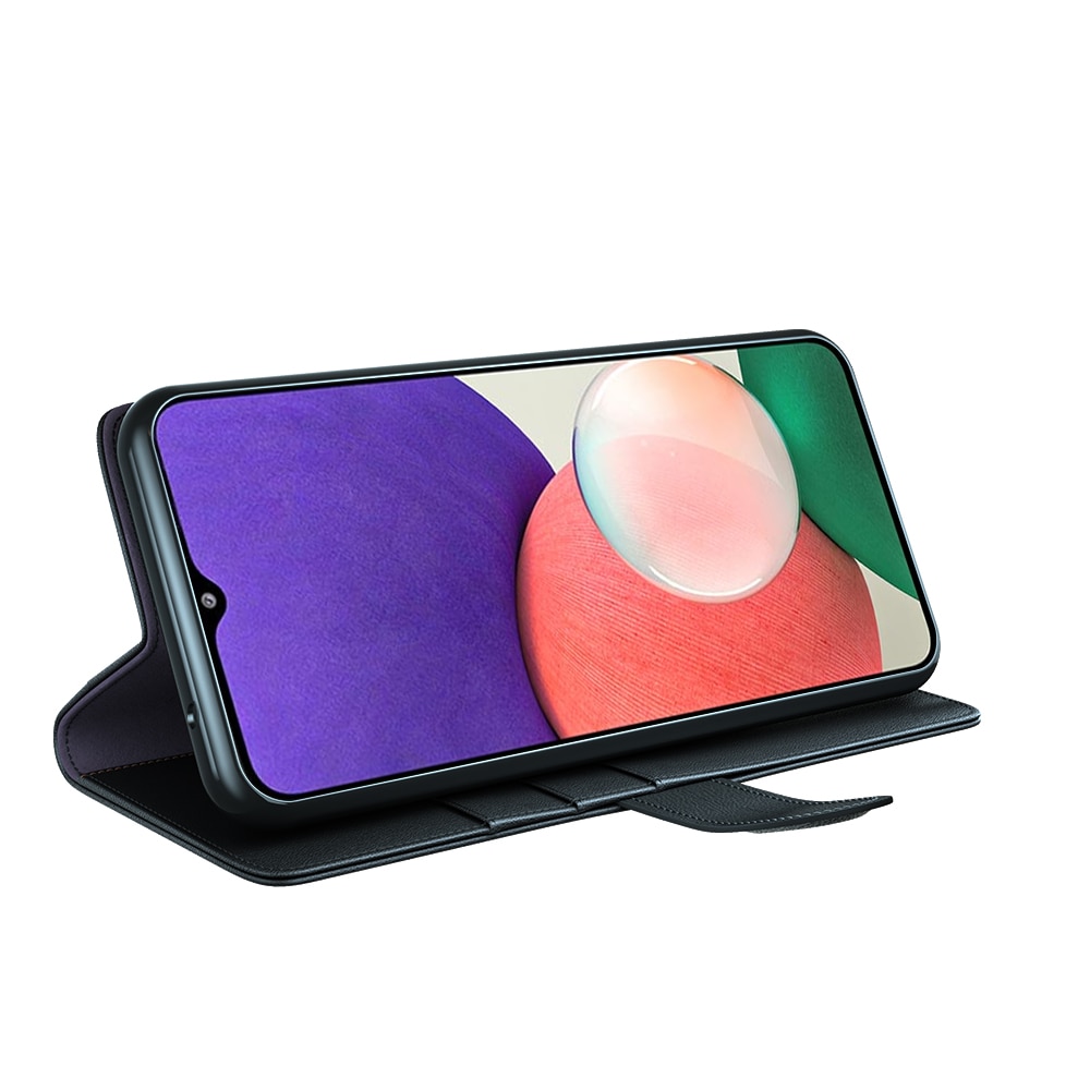 Äkta Läderfodral Samsung Galaxy A22 5G Svart