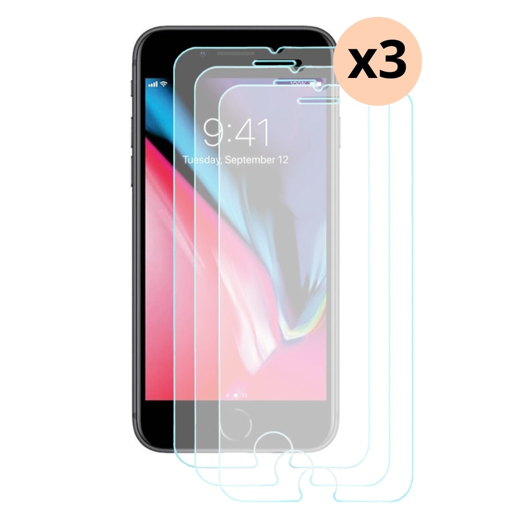 Kit iPhone 8 3-pack Härdat Glas 0.3mm Skärmskydd