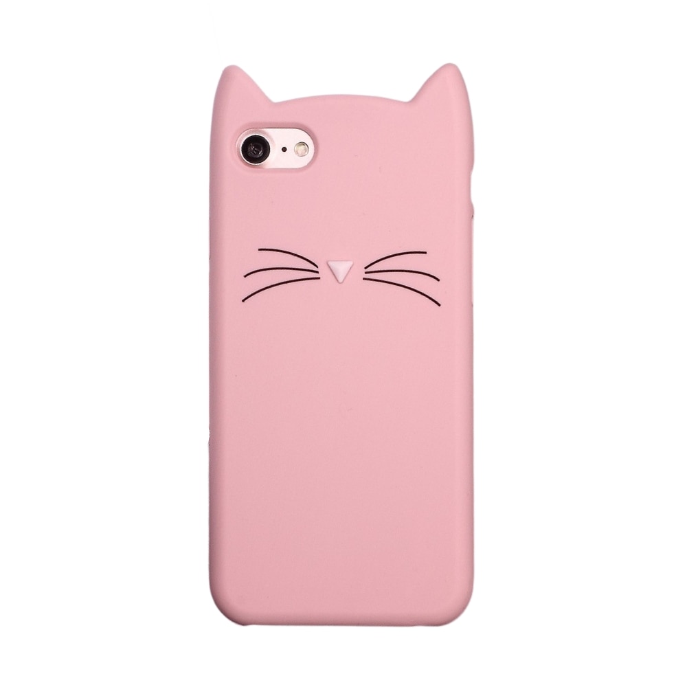 Silikonskal Katt iPhone SE (2020) rosa