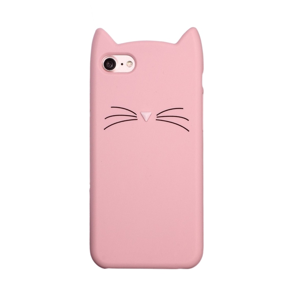 Silikonskal Katt iPhone SE (2022) rosa