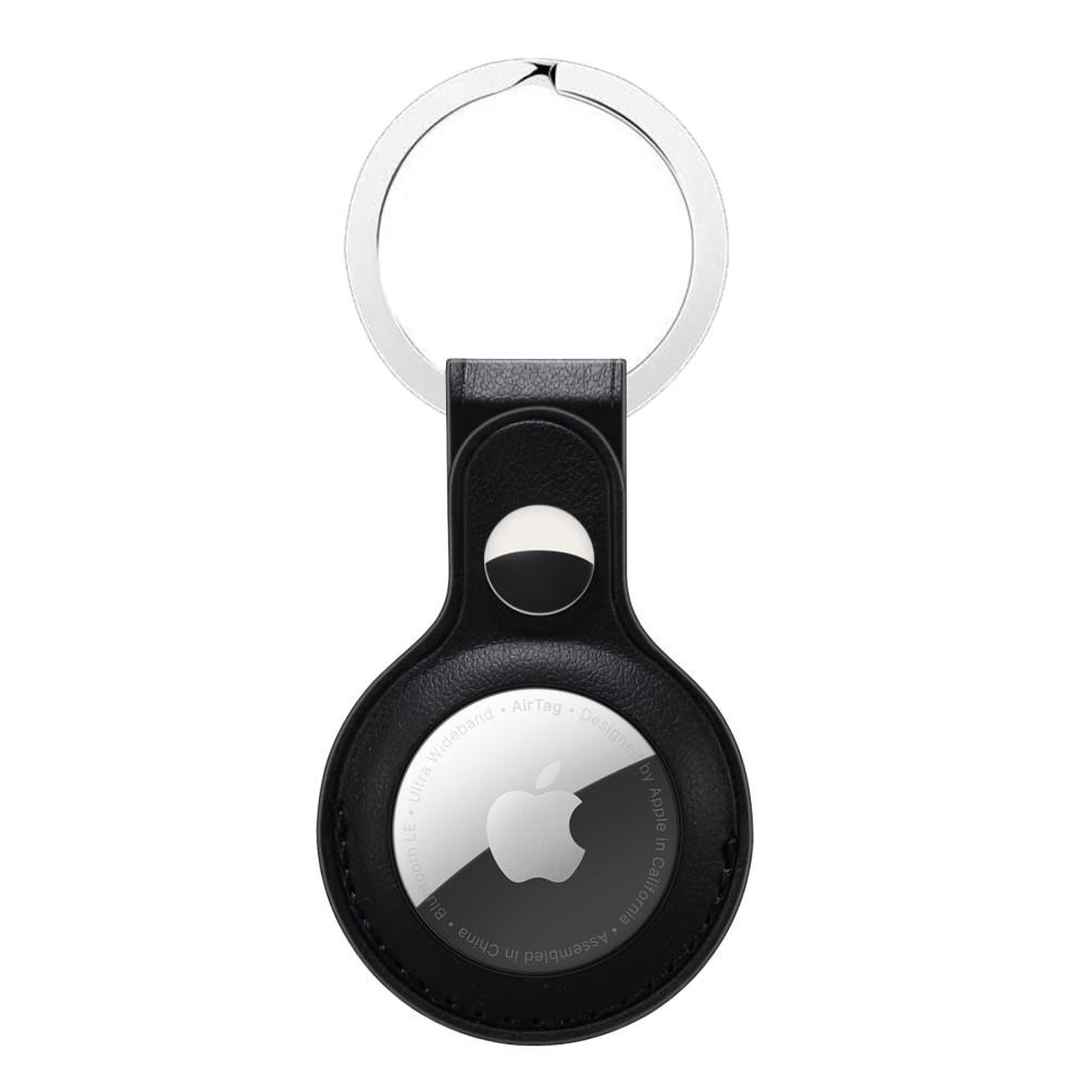 Läderskal med nyckelring Apple AirTag svart