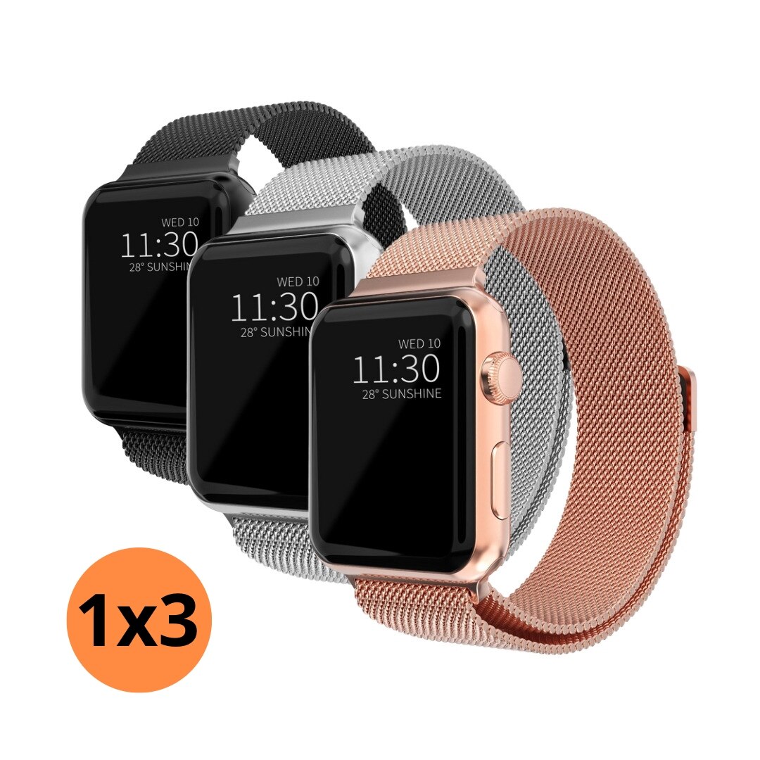 Apple Watch 42/44/45/49 mm Kit Armband Milanese Loop svart, silver, roséguld