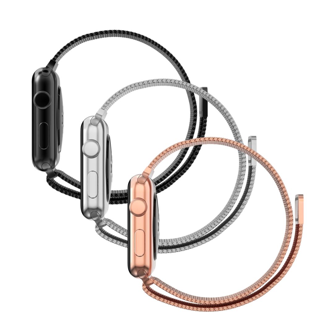 Apple Watch 41mm Series 9 Kit Armband Milanese Loop svart, silver, roséguld
