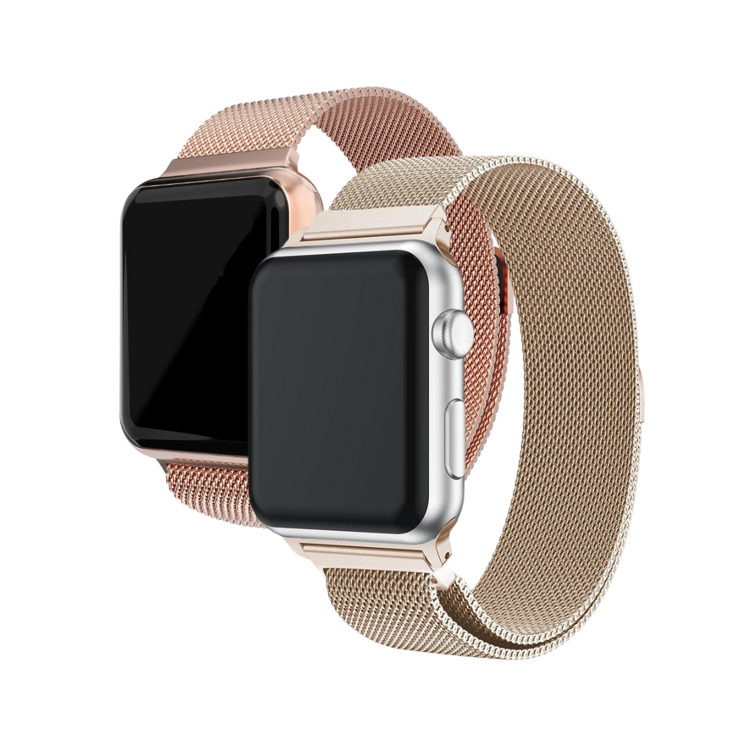 Apple Watch SE 3 44mm Kit Armband Milanese Loop champagneguld & roséguld