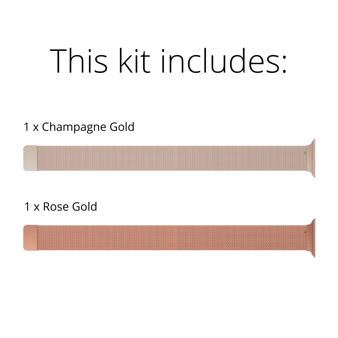 Apple Watch SE 3 44mm Kit Armband Milanese Loop champagneguld & roséguld