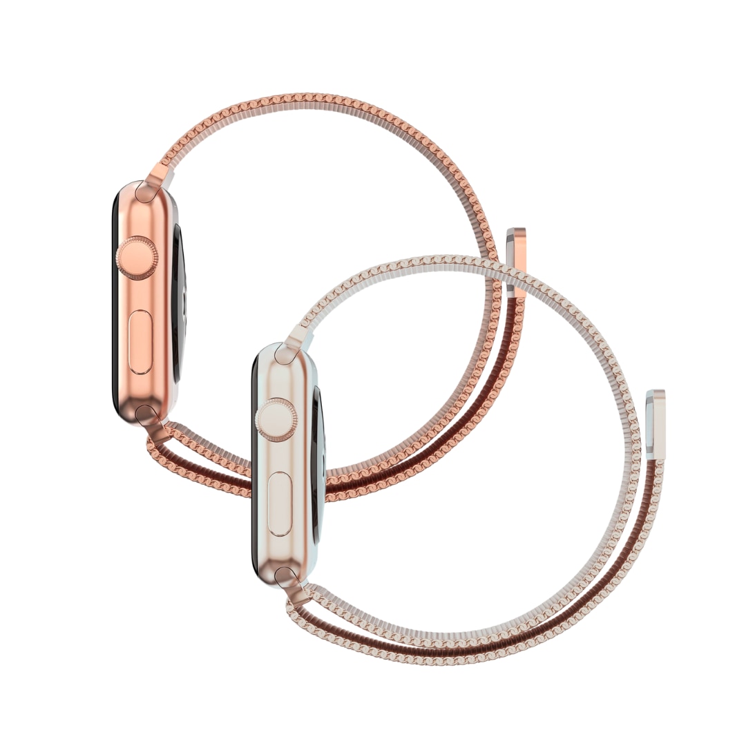 Apple Watch SE 3 44mm Kit Armband Milanese Loop champagneguld & roséguld