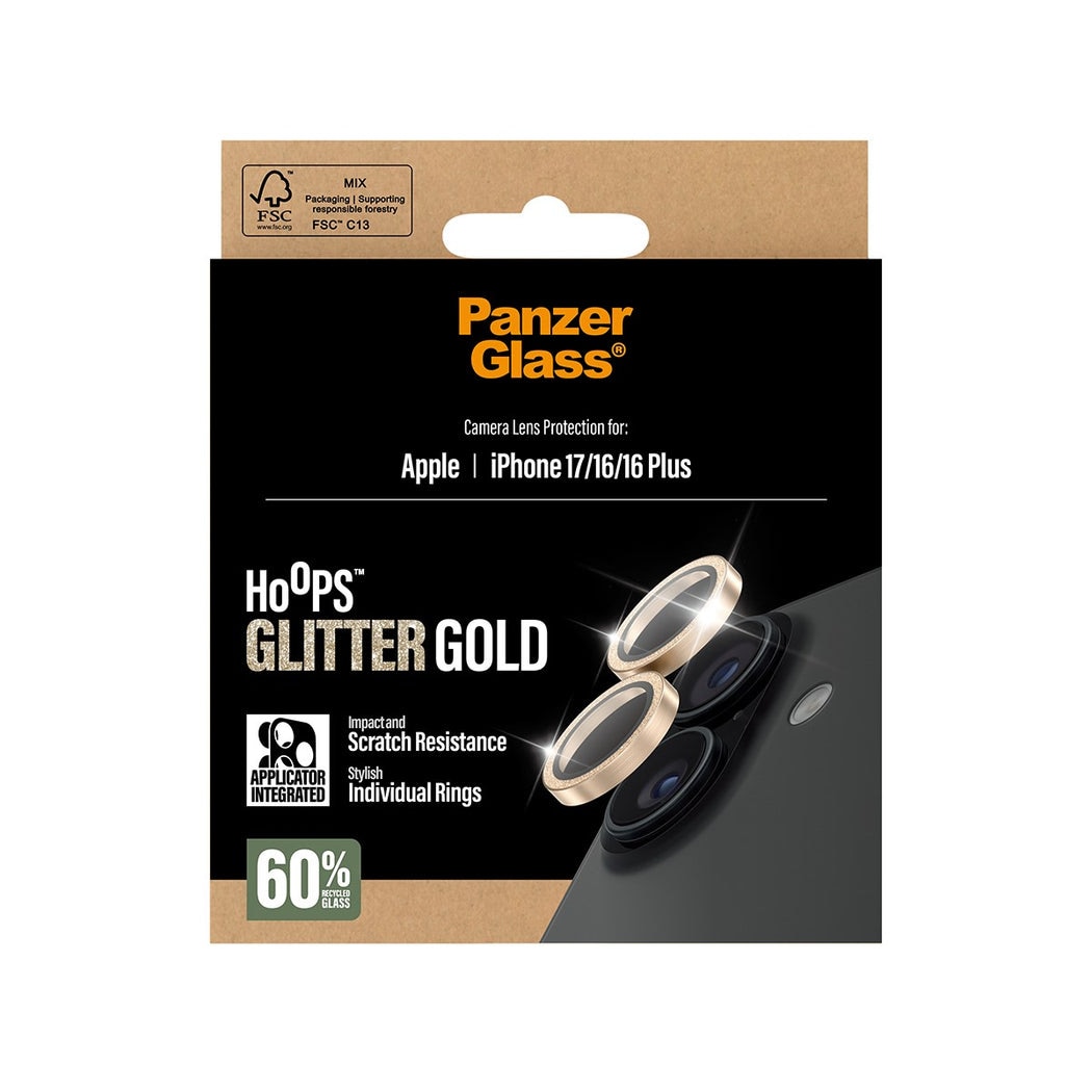 iPhone 16 Plus Hoops Camera Lens Protector Glitter Gold