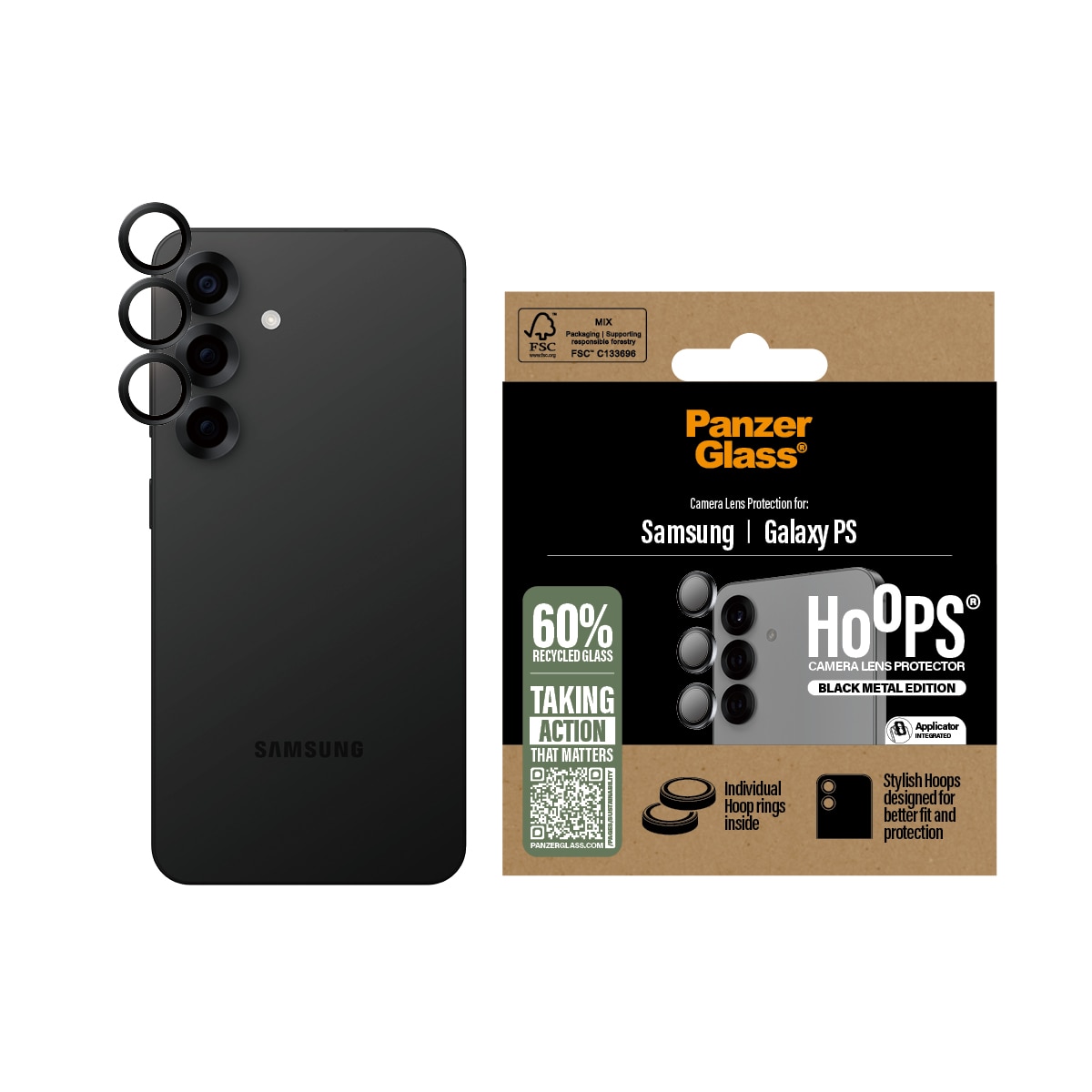 Samsung Galaxy S25 Edge Hoops Camera Lens Protector Svart