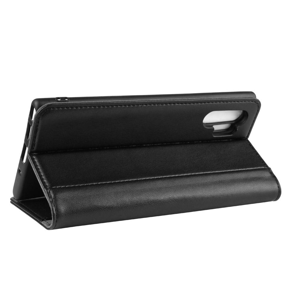 Äkta Läderfodral Galaxy Note 10 Plus svart