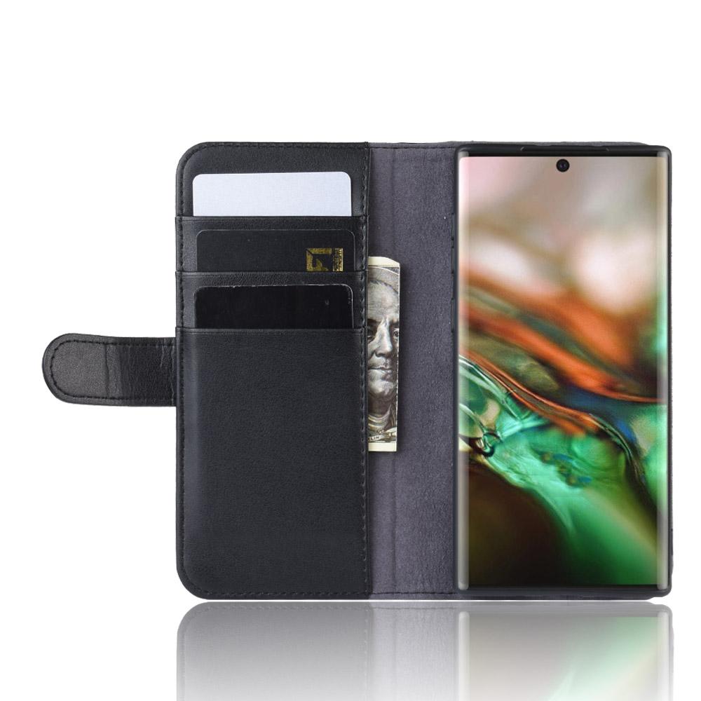 Äkta Läderfodral Samsung Galaxy Note 10 Svart