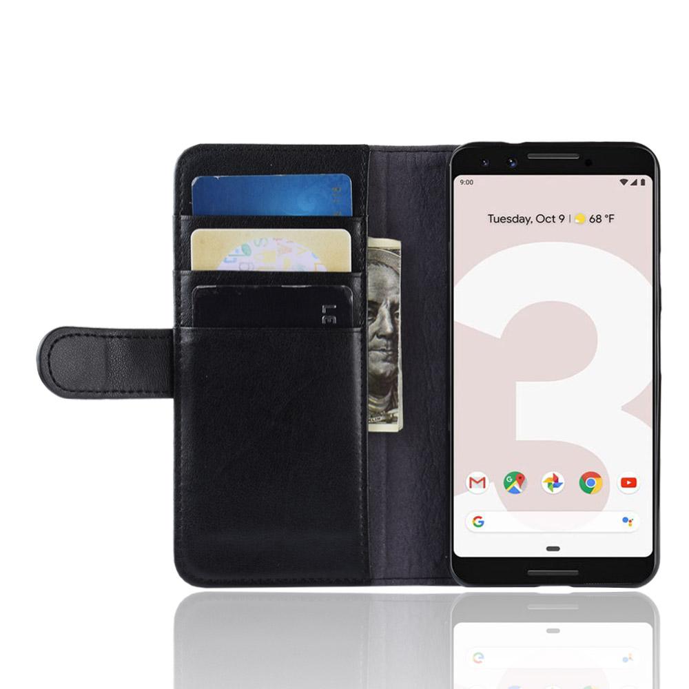Äkta Läderfodral Google Pixel 3a Svart