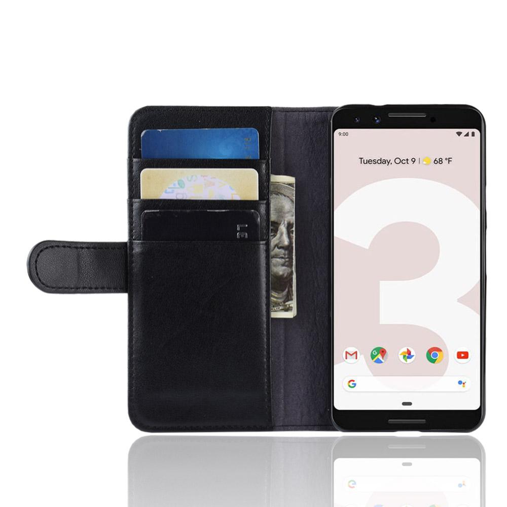 Äkta Läderfodral Google Pixel 3a svart