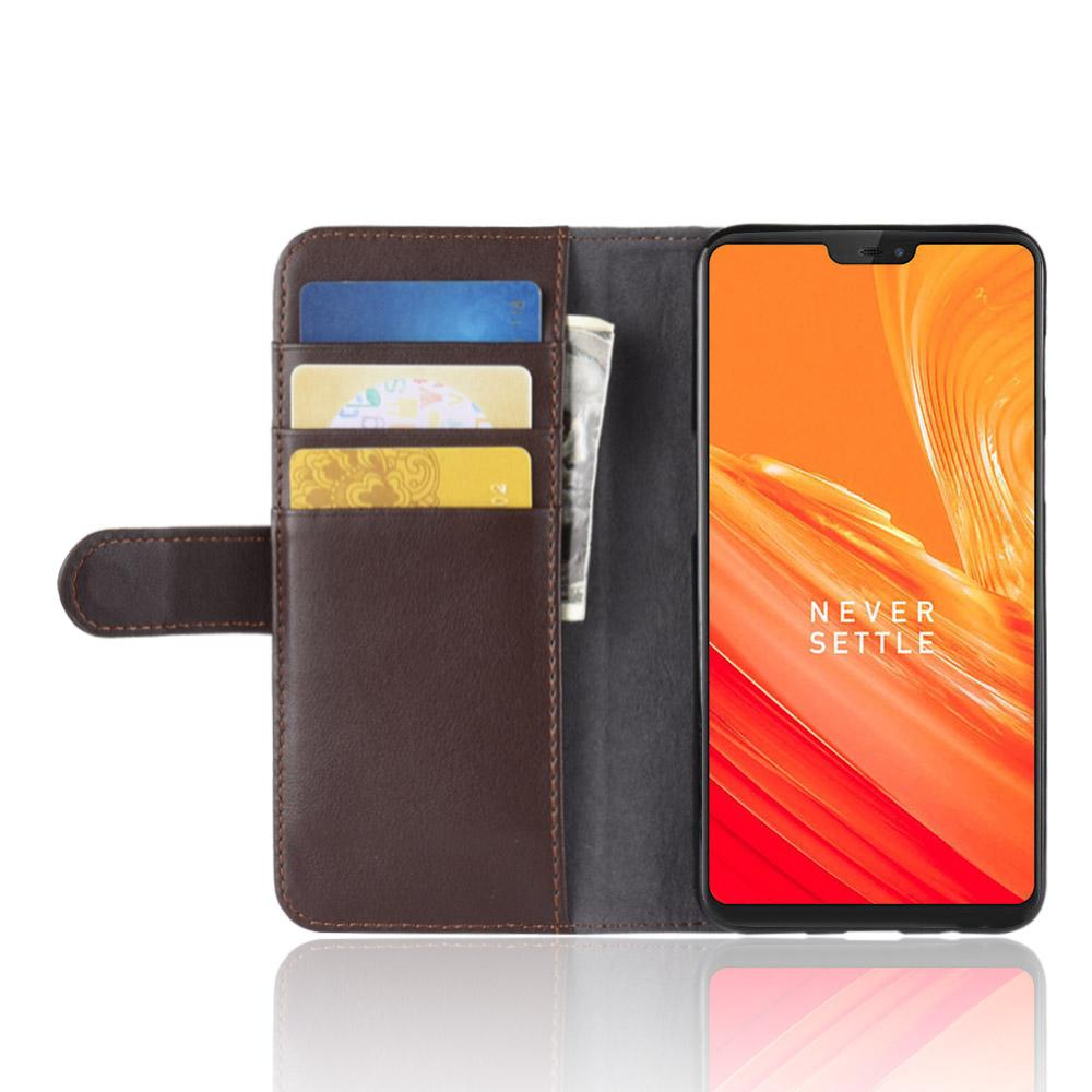 Äkta Läderfodral OnePlus 6 brun