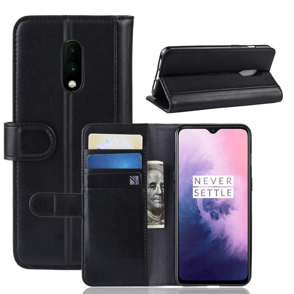 Äkta Läderfodral  OnePlus 7 Svart