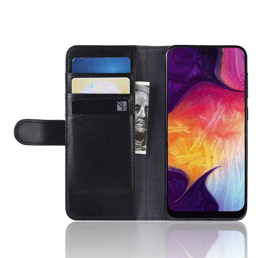 Äkta Läderfodral Samsung Galaxy A50 Svart