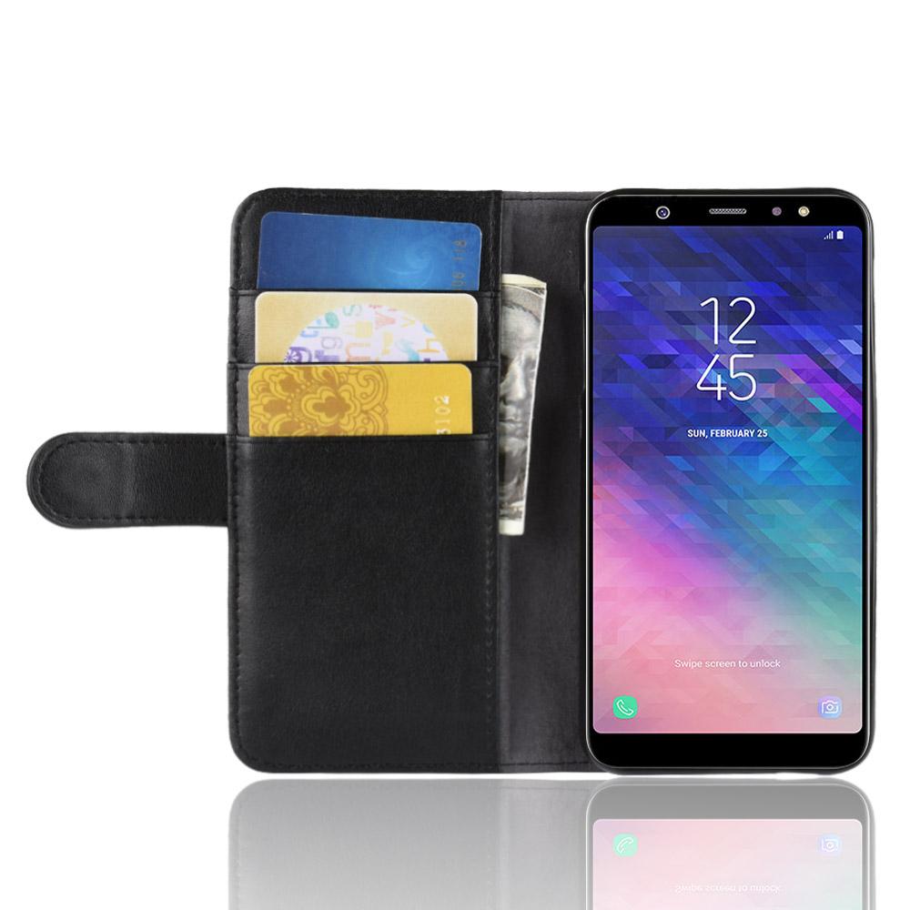 Äkta Läderfodral Samsung Galaxy A6 2018 svart