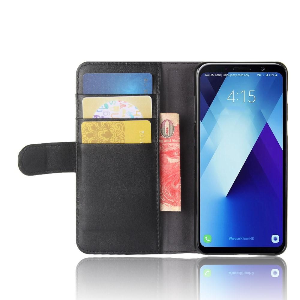 Äkta Läderfodral Samsung Galaxy A8 2018 Svart