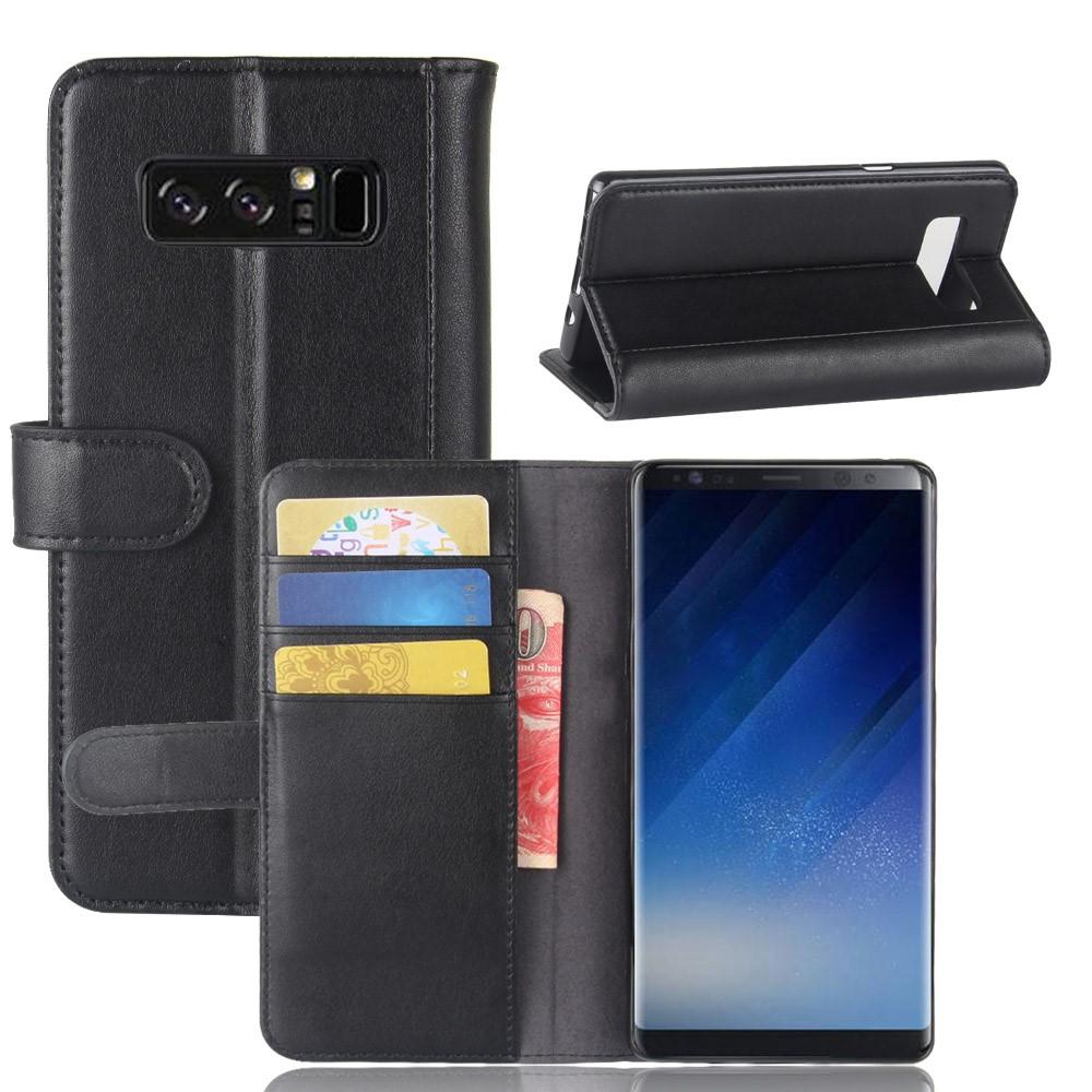 Äkta Läderfodral Samsung Galaxy Note 8 Svart