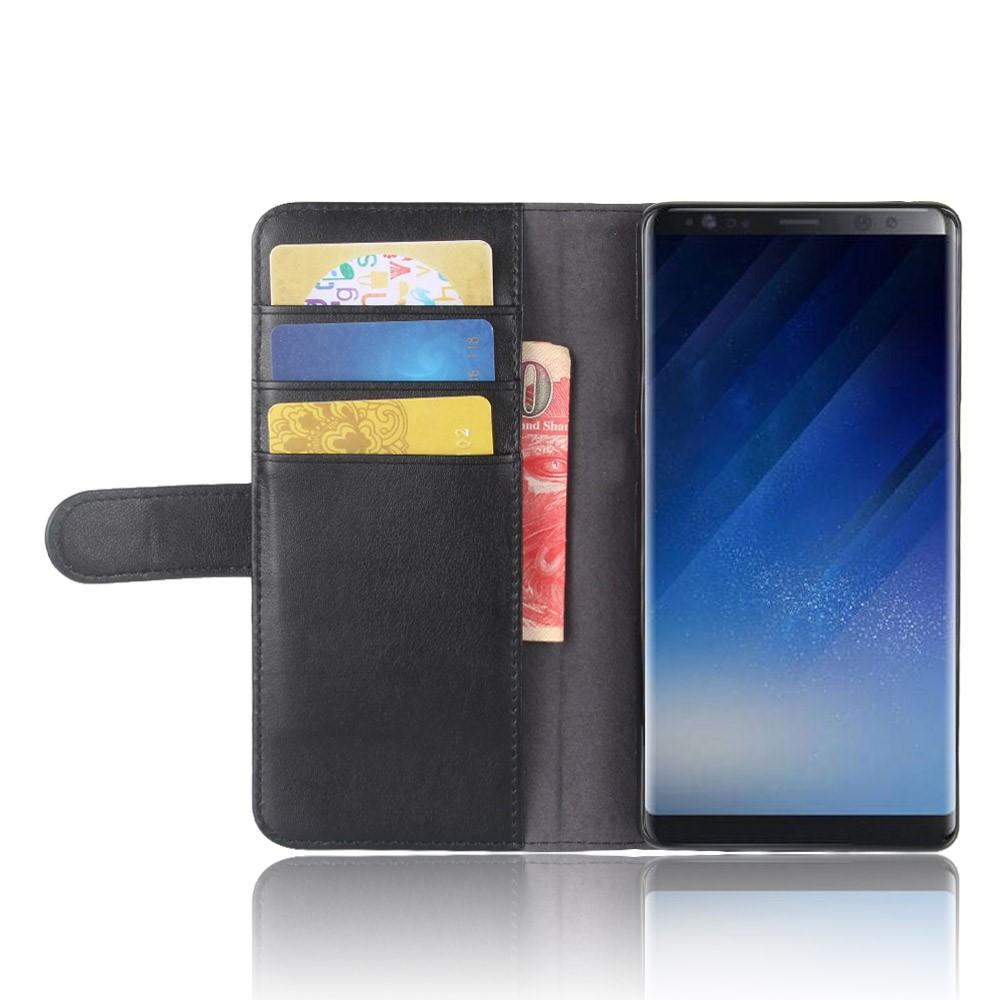 Äkta Läderfodral Samsung Galaxy Note 8 Svart