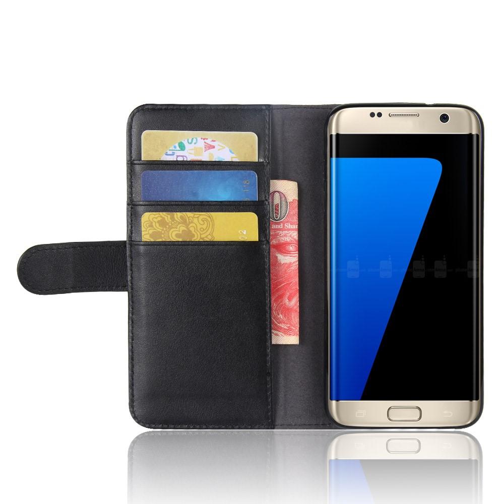 Äkta Läderfodral Samsung Galaxy S7 Edge svart