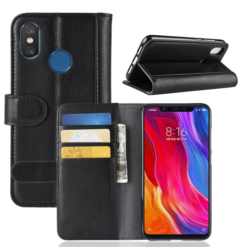 Äkta Läderfodral Xiaomi Mi 8 svart