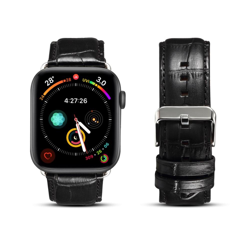 Armband Krokodil till Apple Watch 45mm Series 8 svart