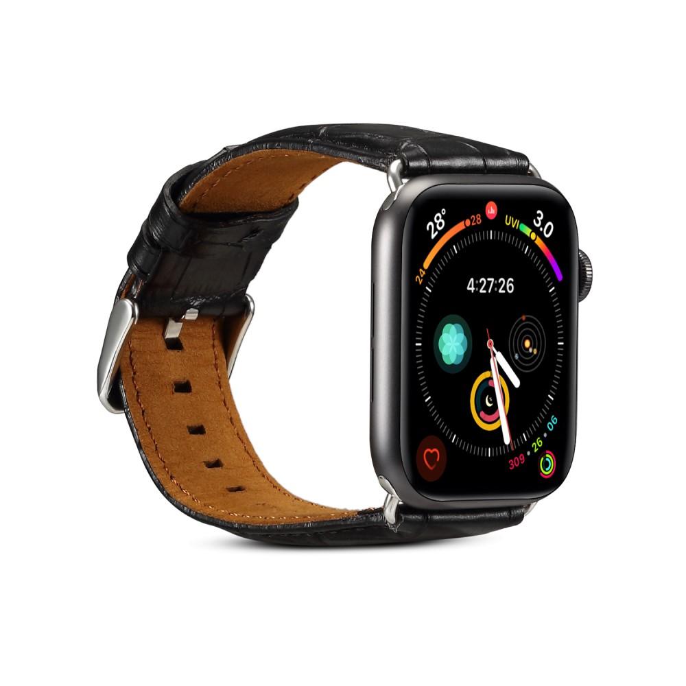 Armband Krokodil till Apple Watch 45mm Series 8 svart