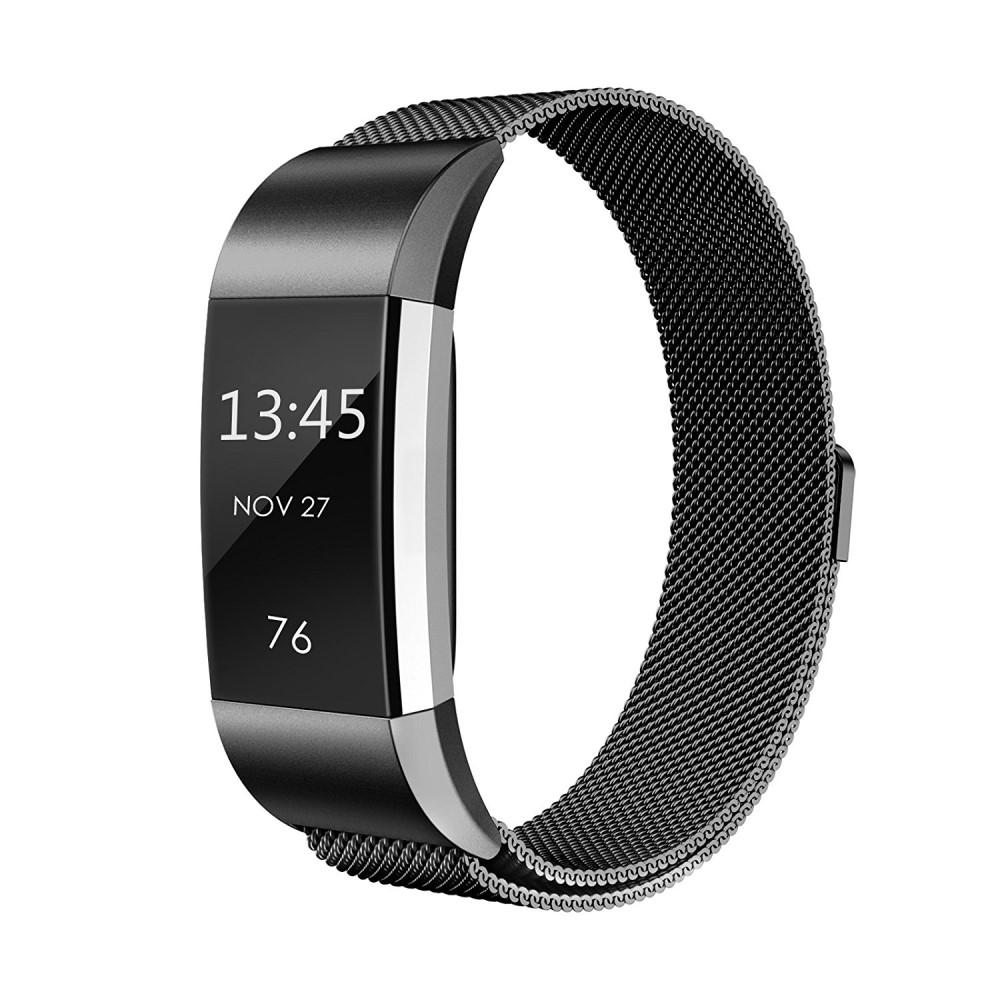 Armband Milanese Loop Fitbit Charge 2 svart