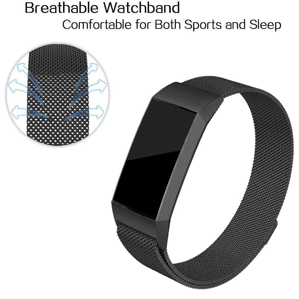 Armband Milanese Loop Fitbit Charge 3/4 svart