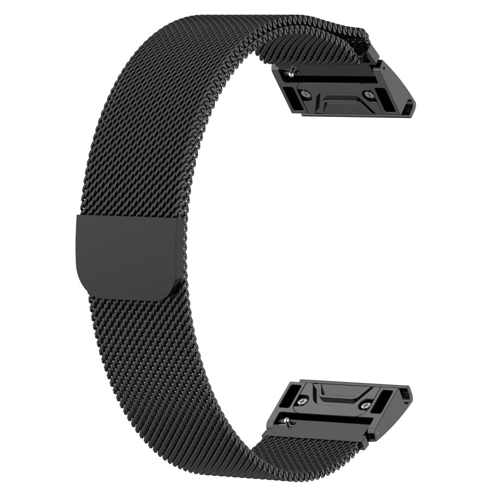 Armband Milanese Loop Garmin Fenix 5/5 Plus/6/6 Pro/7 svart