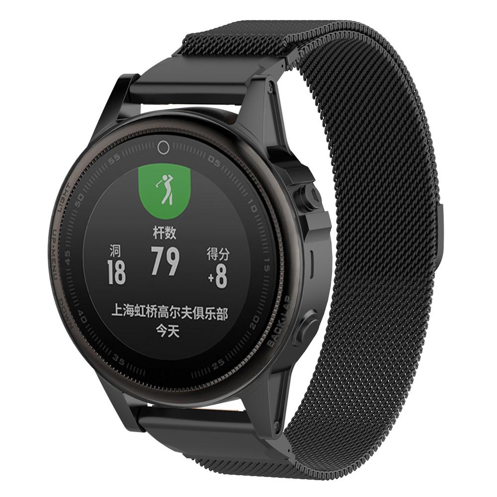 Armband Milanese Loop Garmin Fenix 5S/5S Plus/6S/6S Pro/7S svart