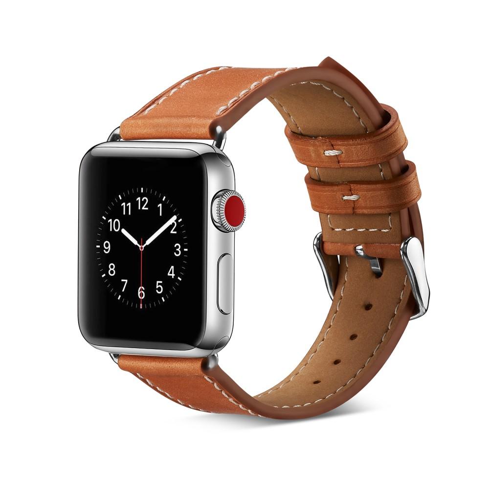 Läderarmband Apple Watch Series 7 45mm Brun