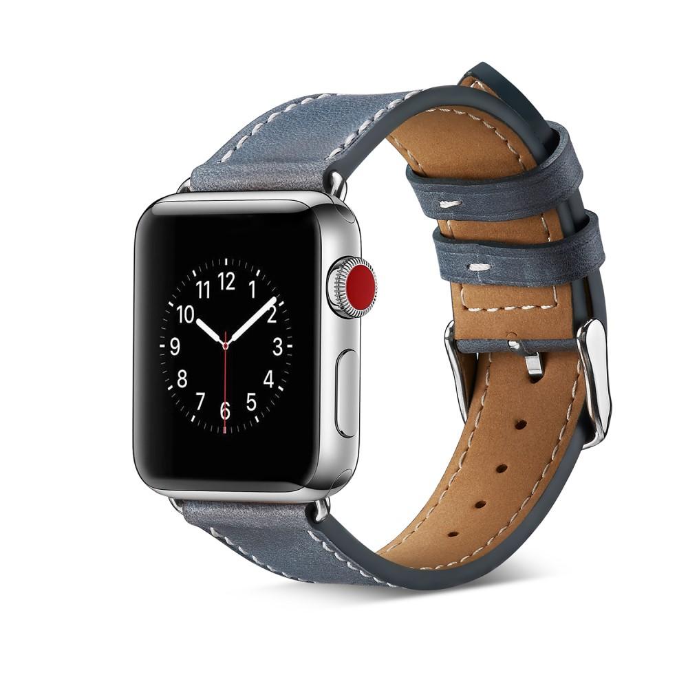 Läderarmband Apple Watch 44mm blå